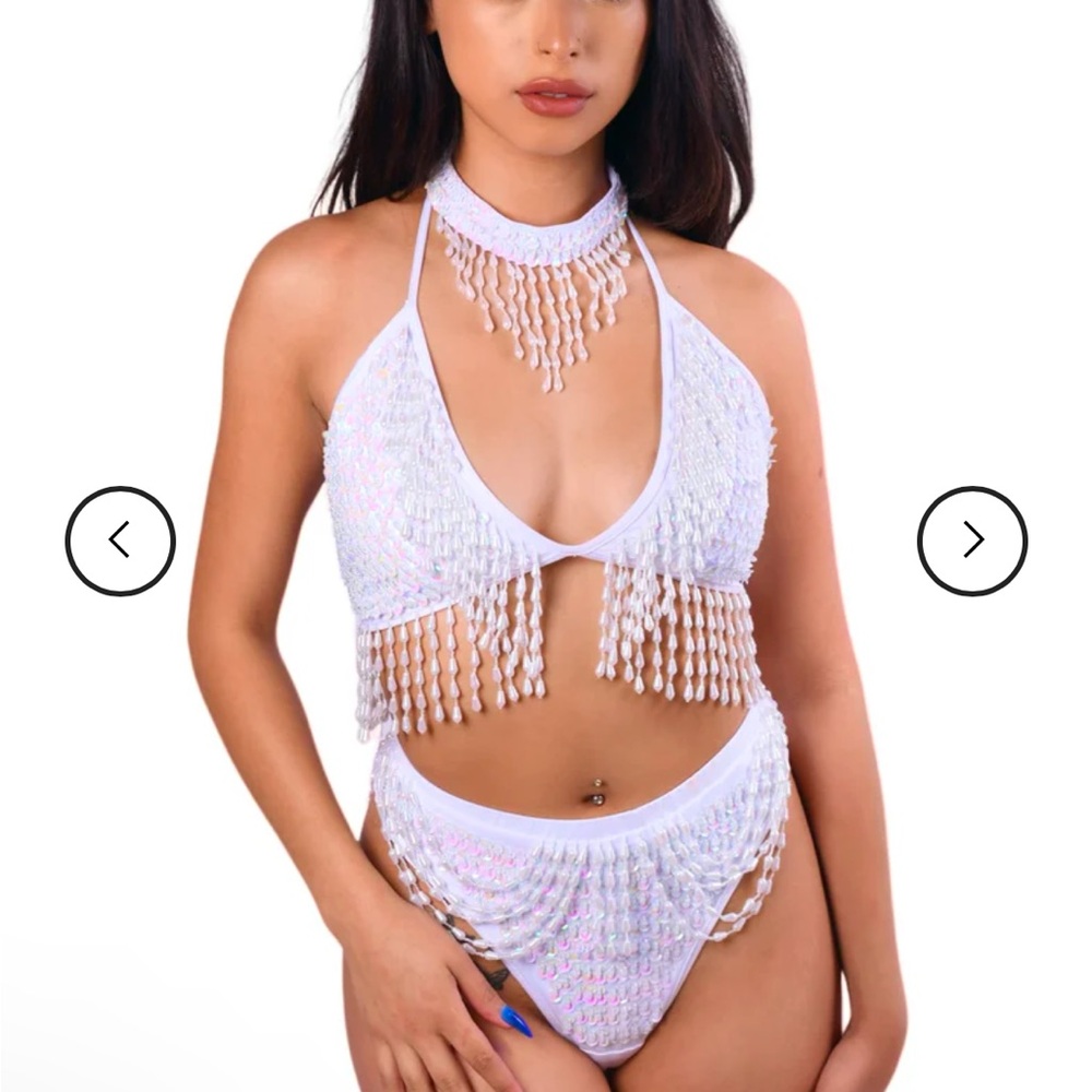 Hand Stitched Sequin White Outfit - Techno Doll